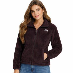 The North Face Women's S Brown Burgundy Full-zip Fleece Sweater Jacket